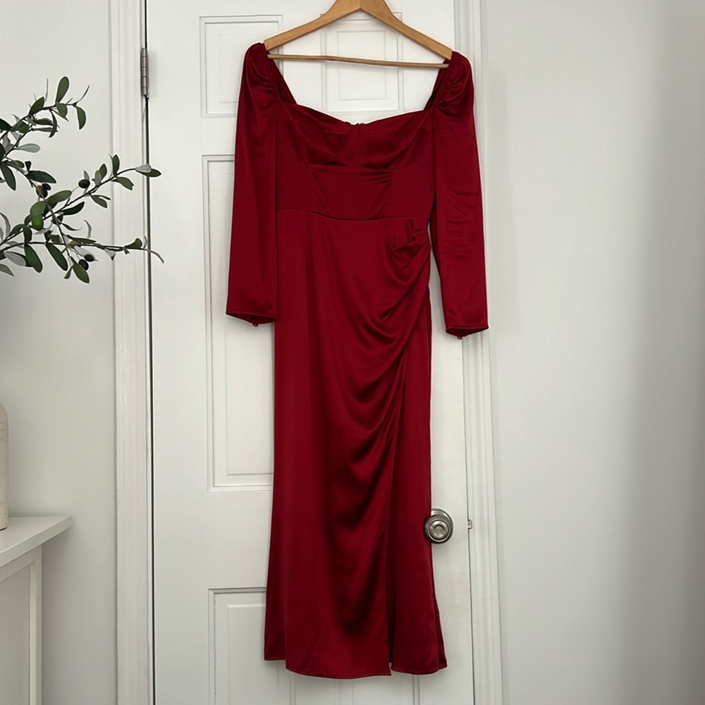 Reformation burgundy silk dress in a size 2